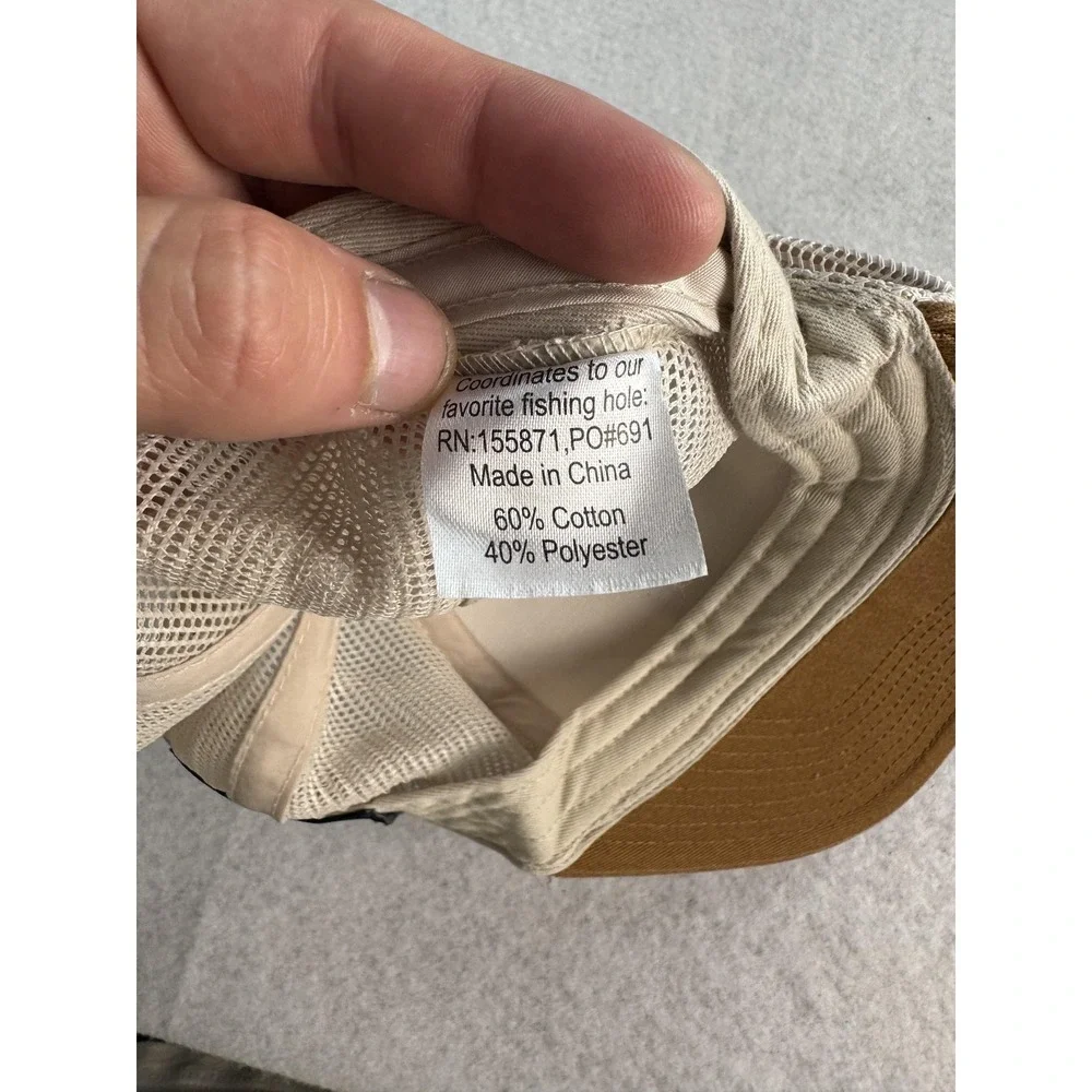 Poncho Outdoors Co. Hat Cap Snap‎ Back Mens One Size Beige Mesh Trucker Outdoor